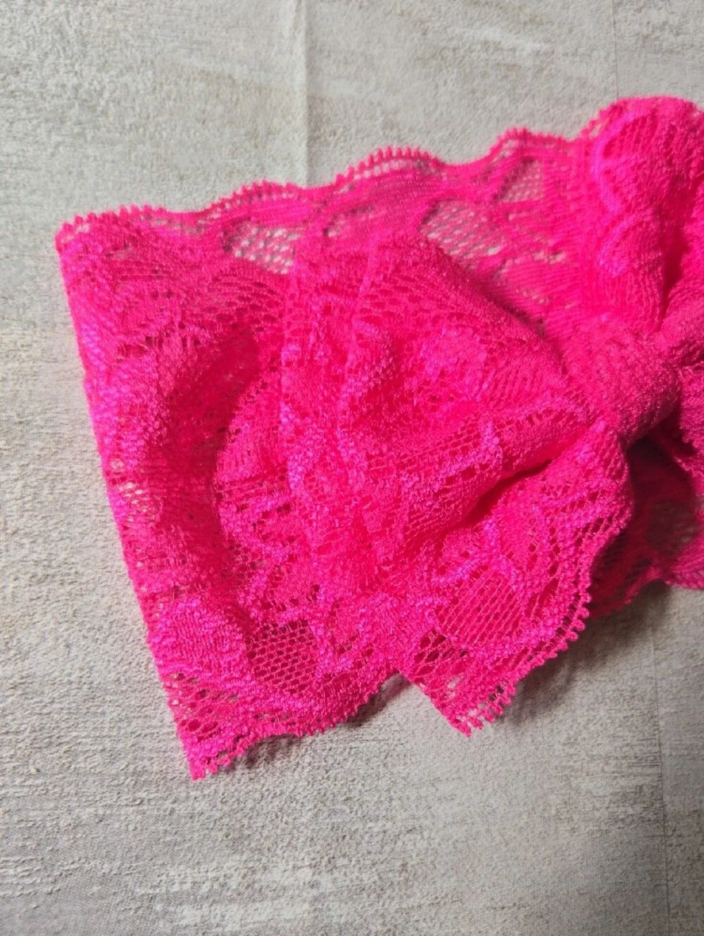 Baby Girl Hot Pink Lace Stretch Bow Headband Floral Toddler Hair Band Accessory